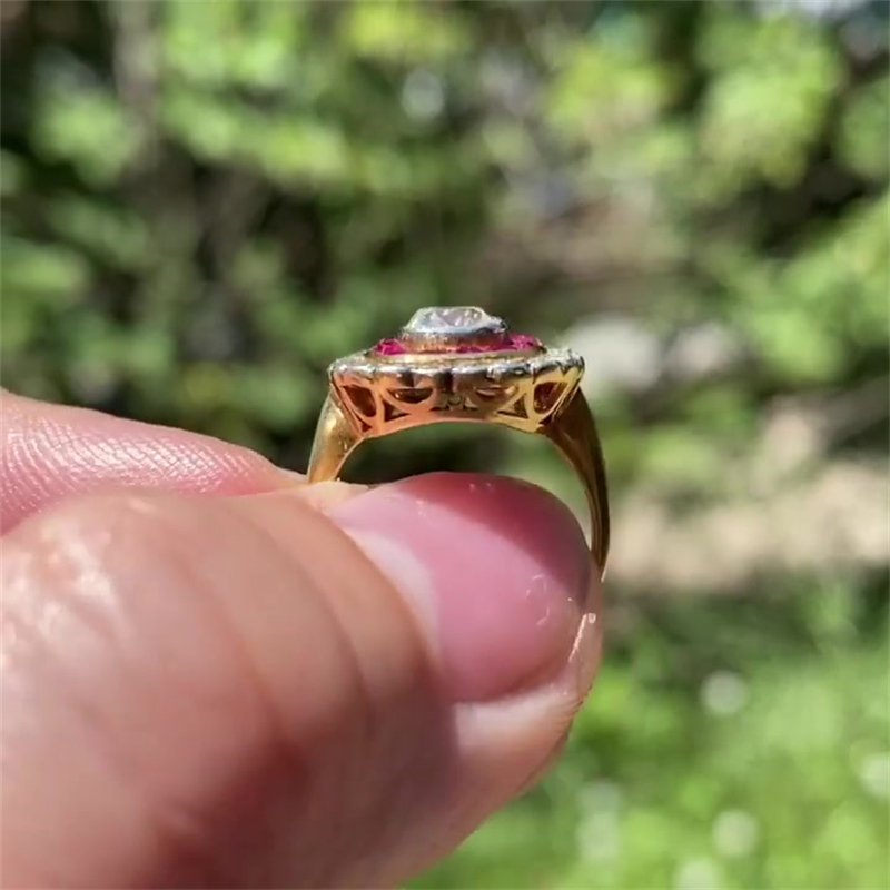 2.5ct Round&Tapered Baguette Cut Ruby Sapphire Engagement Ring