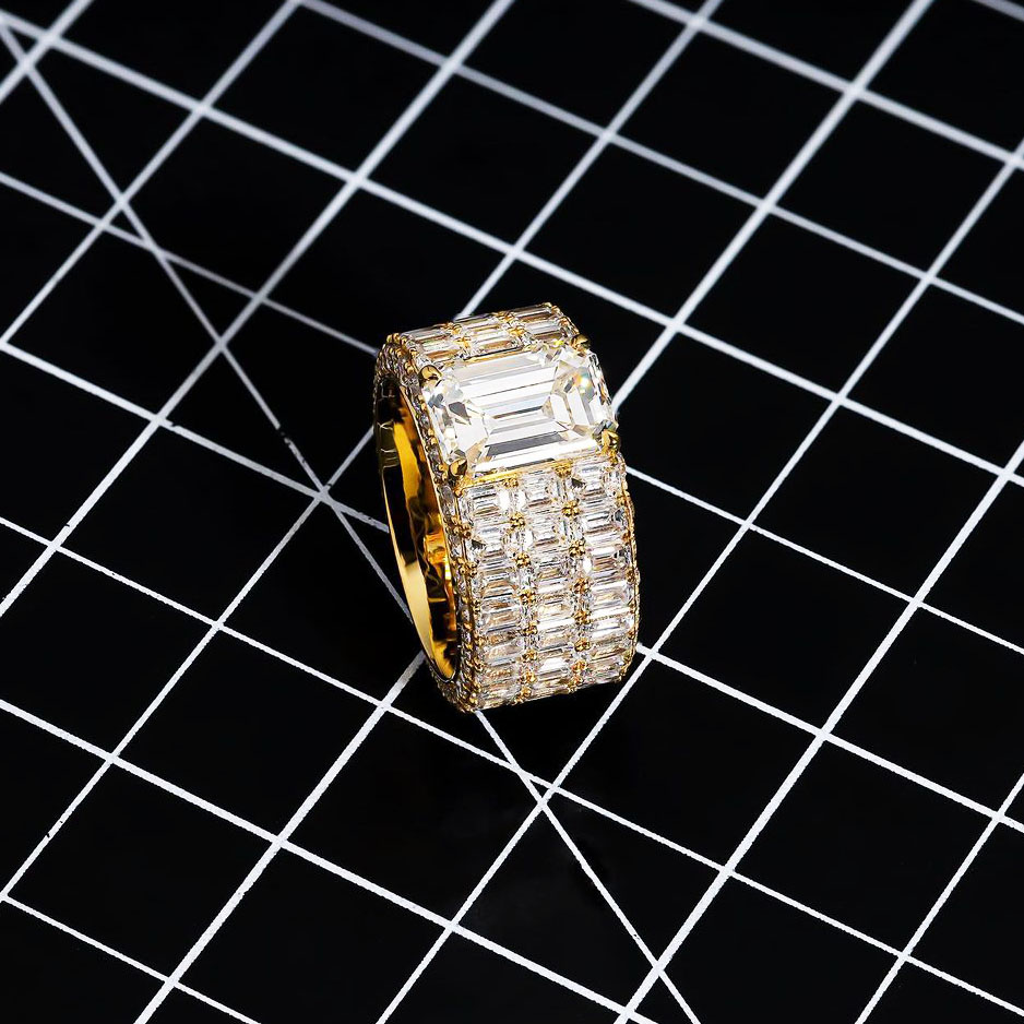 4ct Emerald Cut White Sapphire Men's Engagement Ring