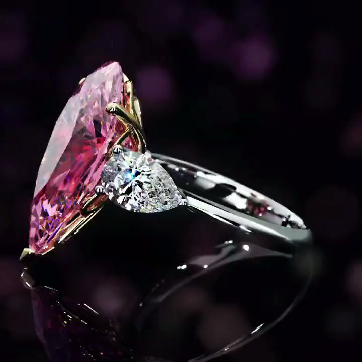 10ct Pear Cut Pink Sapphire Engagement Ring