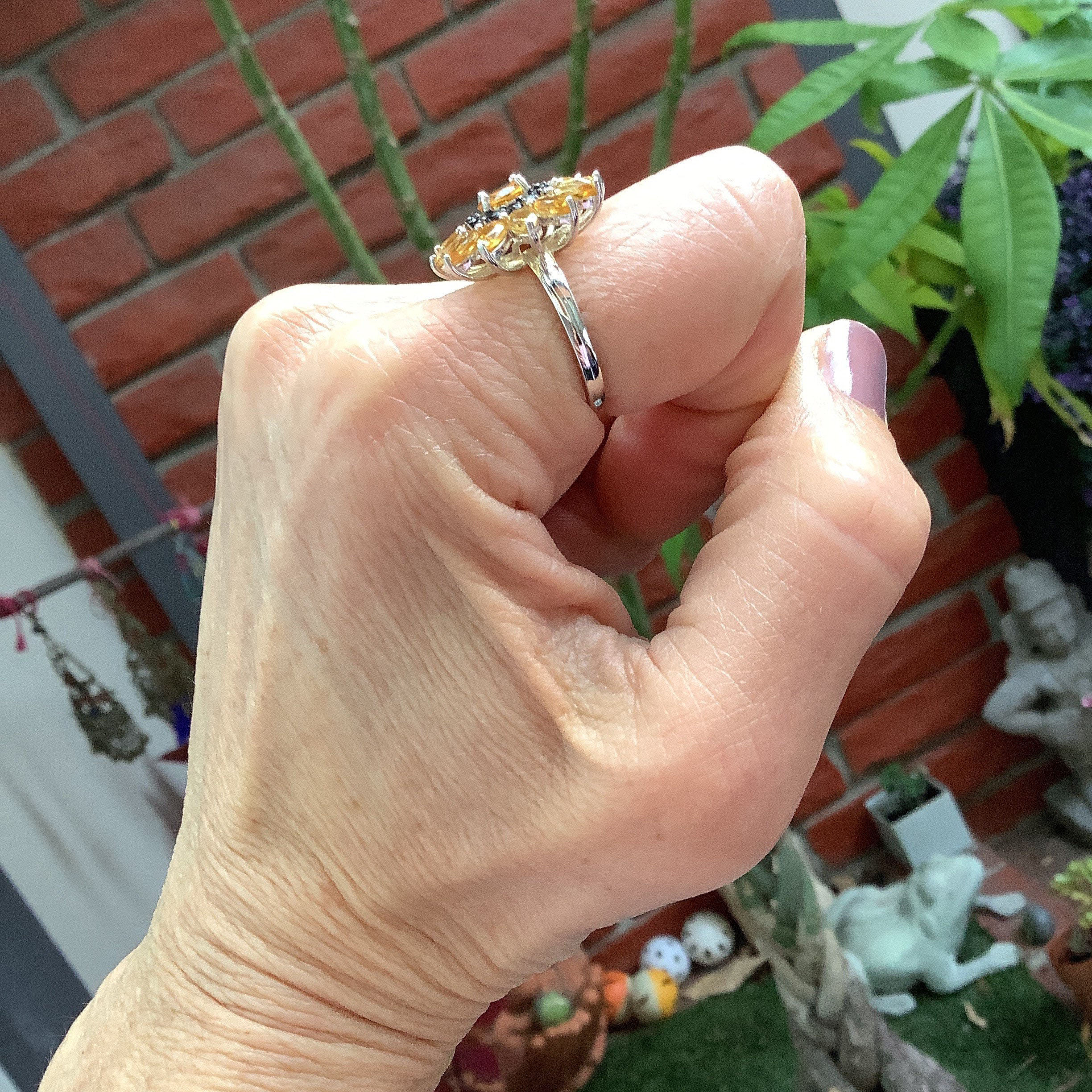 2ct Sunflower Round Cut Yellow Sapphire Engagement Ring