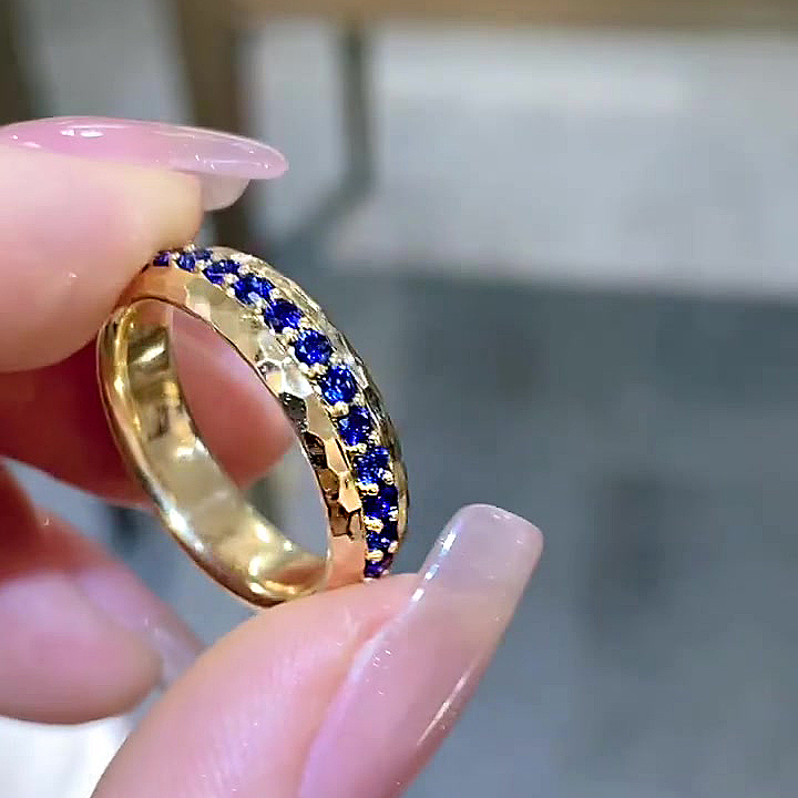 5.25ct Round Cut Blue Sapphire Eternity Ring