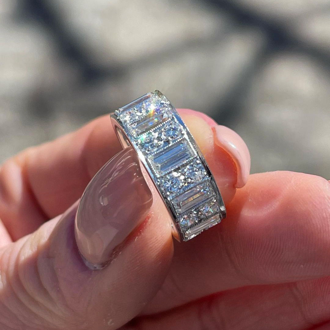 5.75ct Baguette Cut White Sapphire Eternity Ring