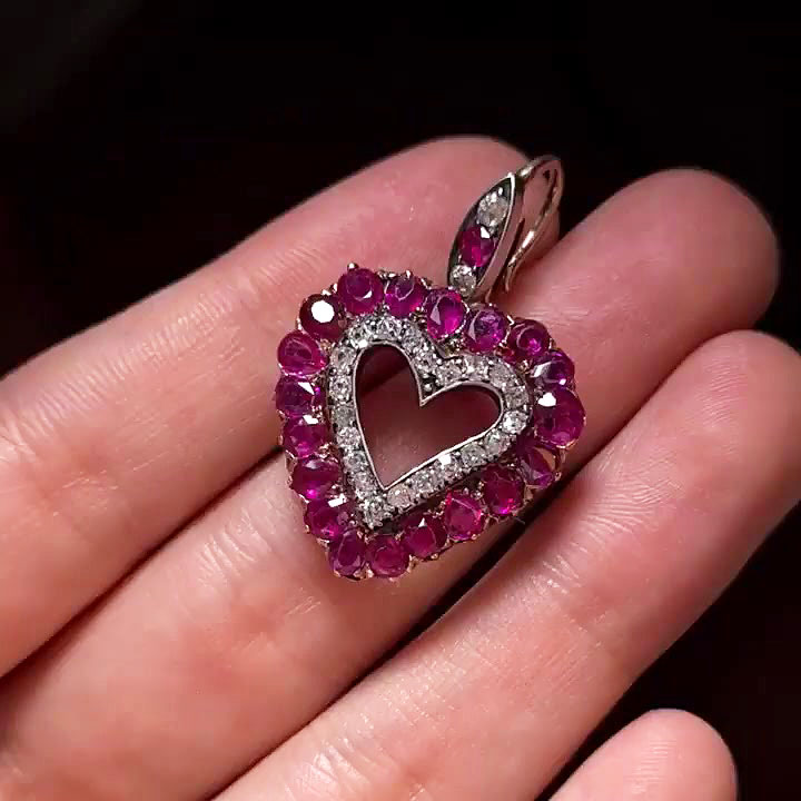Love Heart Round Cut Ruby Sapphire Drop Earrings