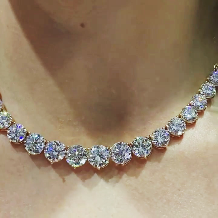 Round Cut White Sapphire Tennis Necklace