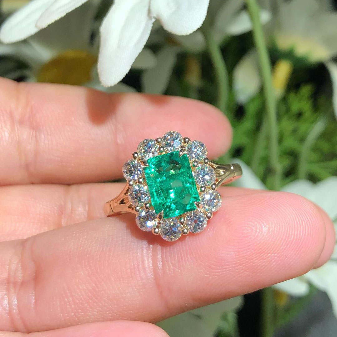 4ct Radiant Cut Green Sapphire Engagement Ring