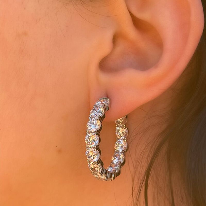 Classic Round Cut White Sapphire Earrings