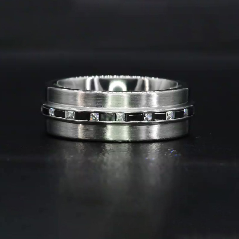 1.05ct Princess Cut White Sapphire Men's Wedding Band