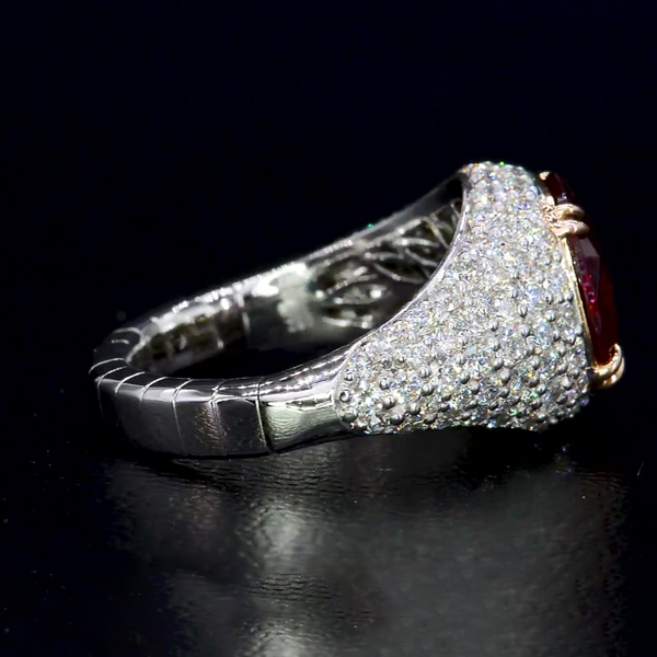 7ct Micro-pave Setting Cushion Cut Ruby Sapphire Men's Ring