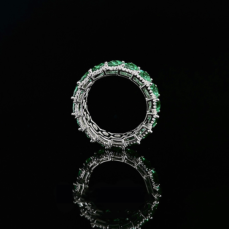 6ct Pear Cut Emerald Sapphire Eternity Ring