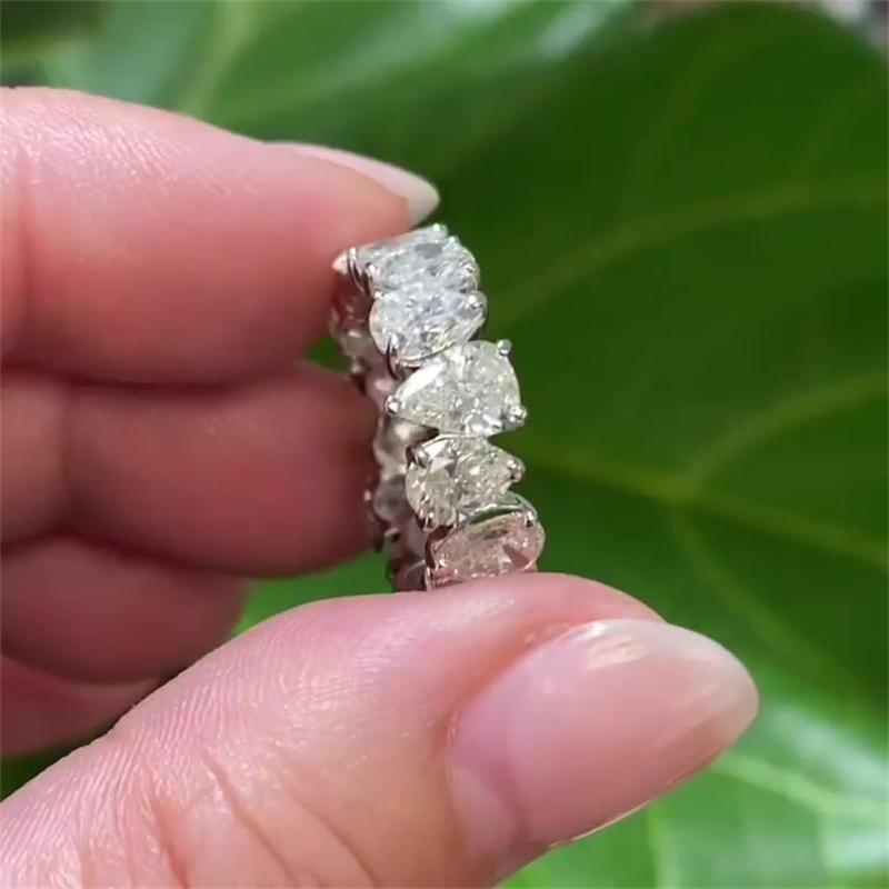 4ct Pear Cut White Sapphire Wedding Band