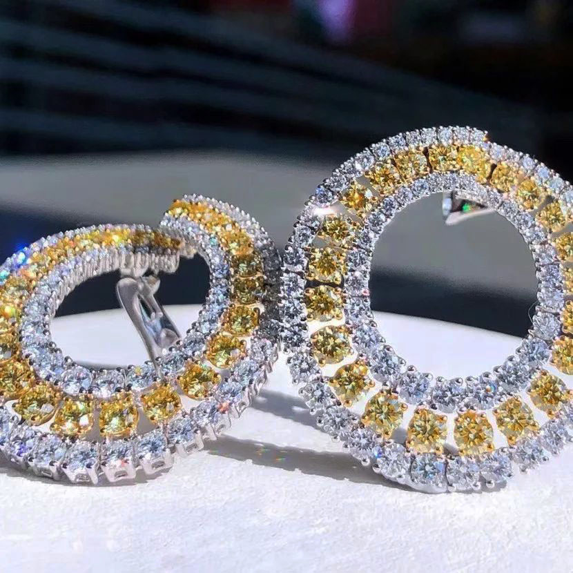 Round Cut Yellow Sapphire Hoop Earrings