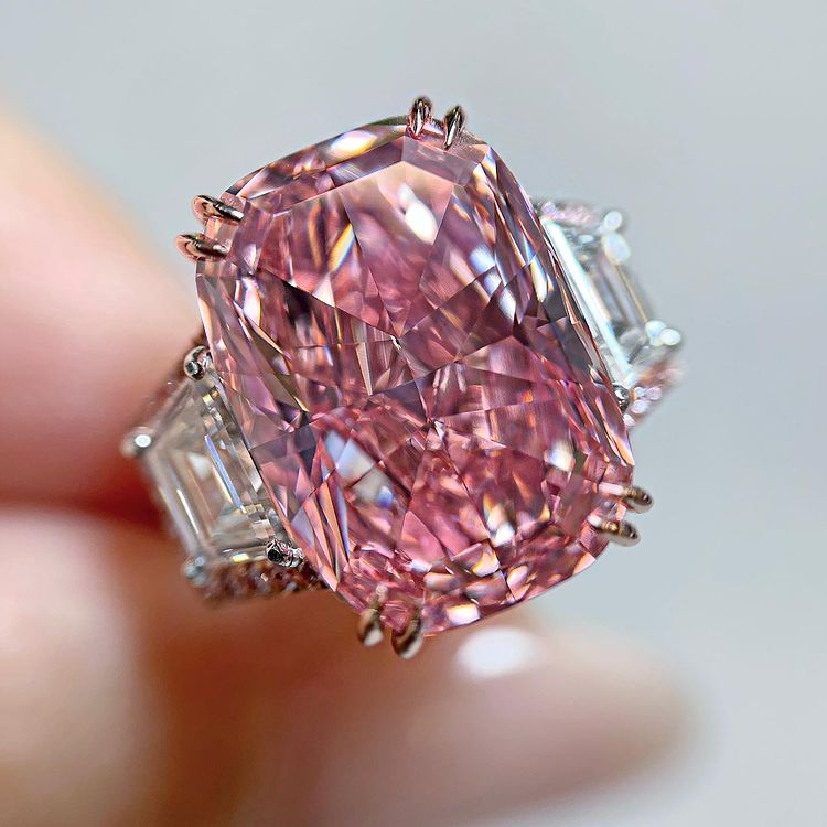 7ct Cushion Cut Pink Sapphire Engagement Ring