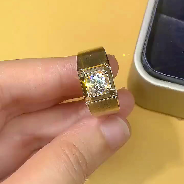 5ct Radiant Cut White Sapphire Men's Engagement Ring