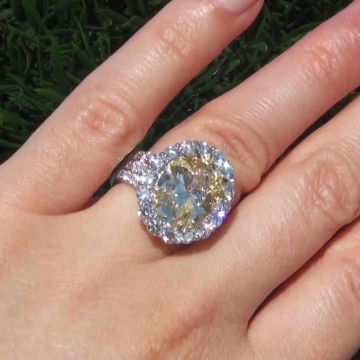 9ct Oval Cut Yellow Sapphire Engagement Ring