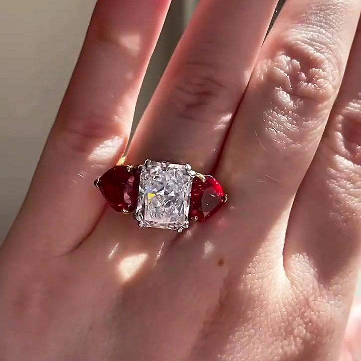 4ct Three-stone Radiant Cut Engagement Ring