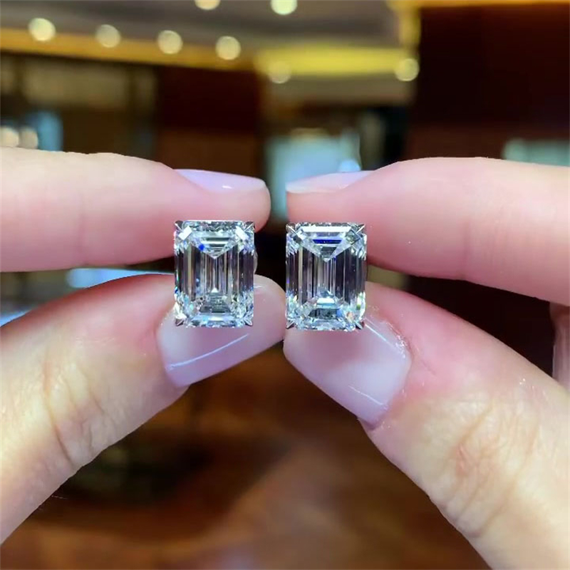 Emerald Cut Sapphire Stud Earrings