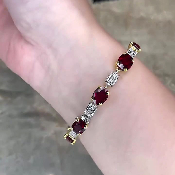 Oval Cut Ruby Sapphire Bracelet