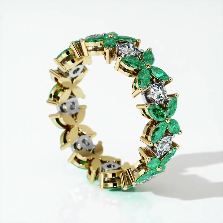 6ct Marquise Cut Emerald Sapphire Eternity Ring