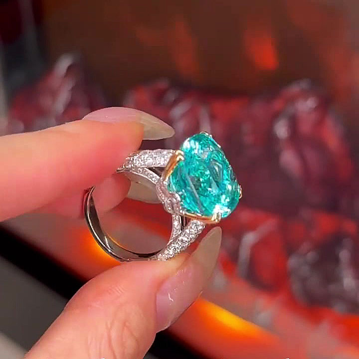 6ct Cushion Cut Green Sapphire Engagement Ring