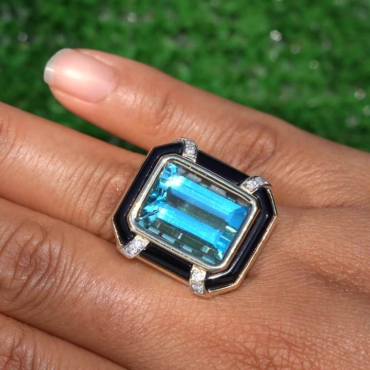 8ct Art Deco Emerald Cut Aquamarine Sapphire Engagement Ring