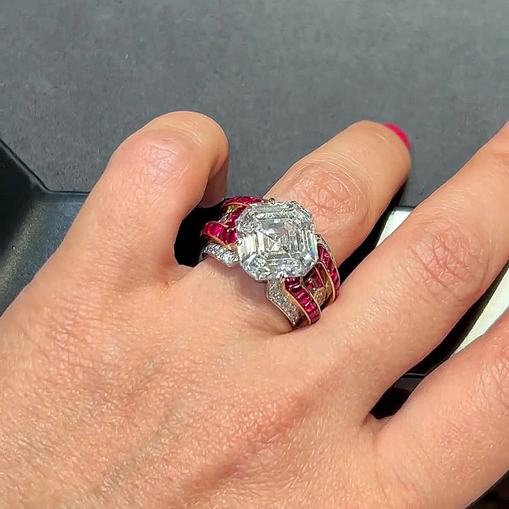 6ct Asscher Cut White Sapphire Engagement Ring