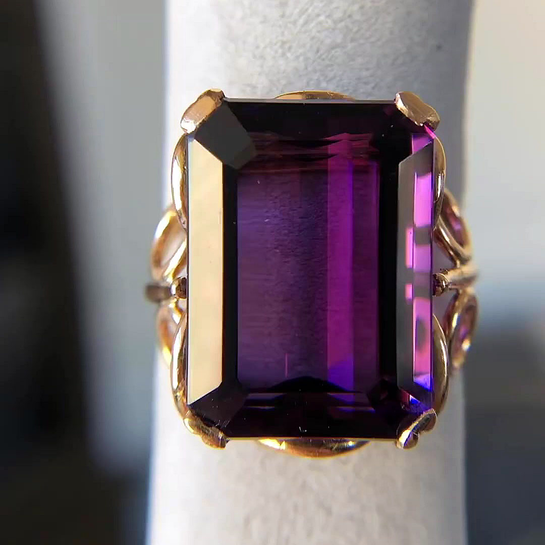 7ct Emerald Cut Amethyst Sapphire Engagement Ring