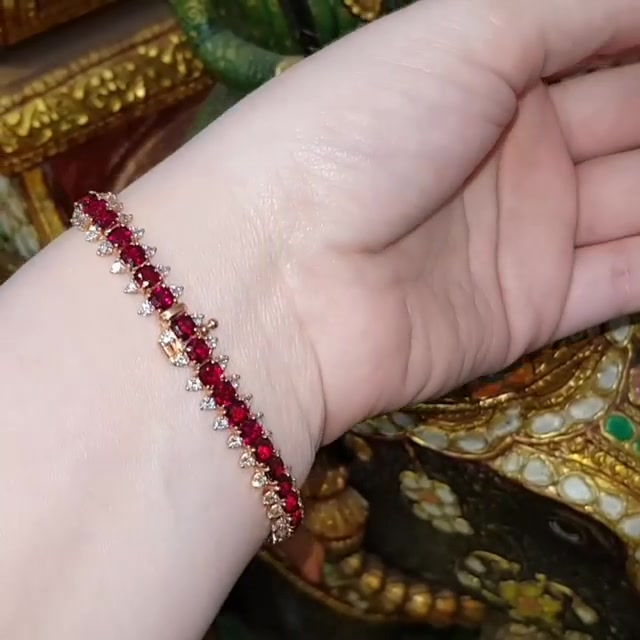 Cushion Cut Ruby Sapphire Bracelet Chain