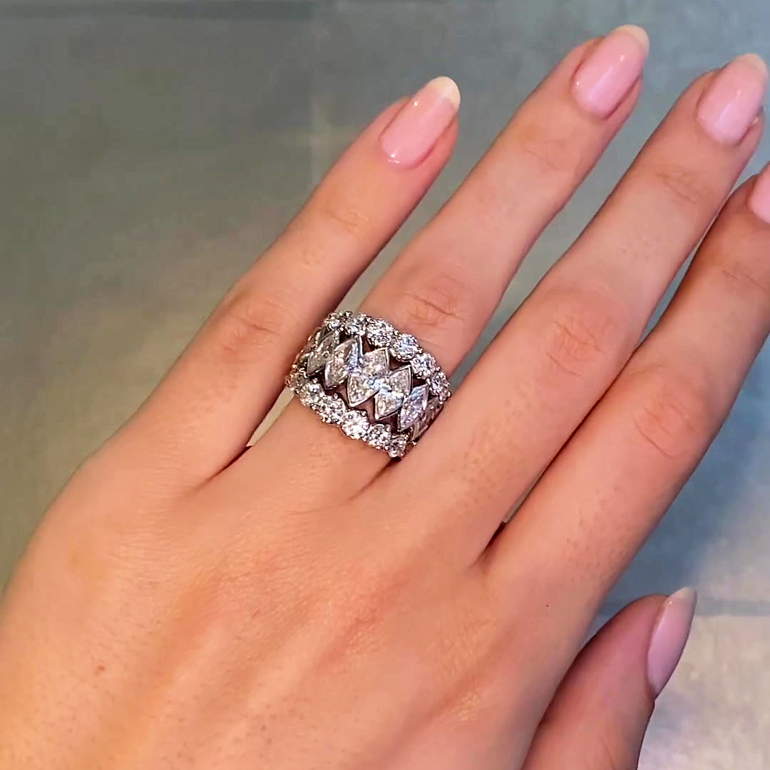 6.25ct Marquise Cut White Sapphire Eternity Ring