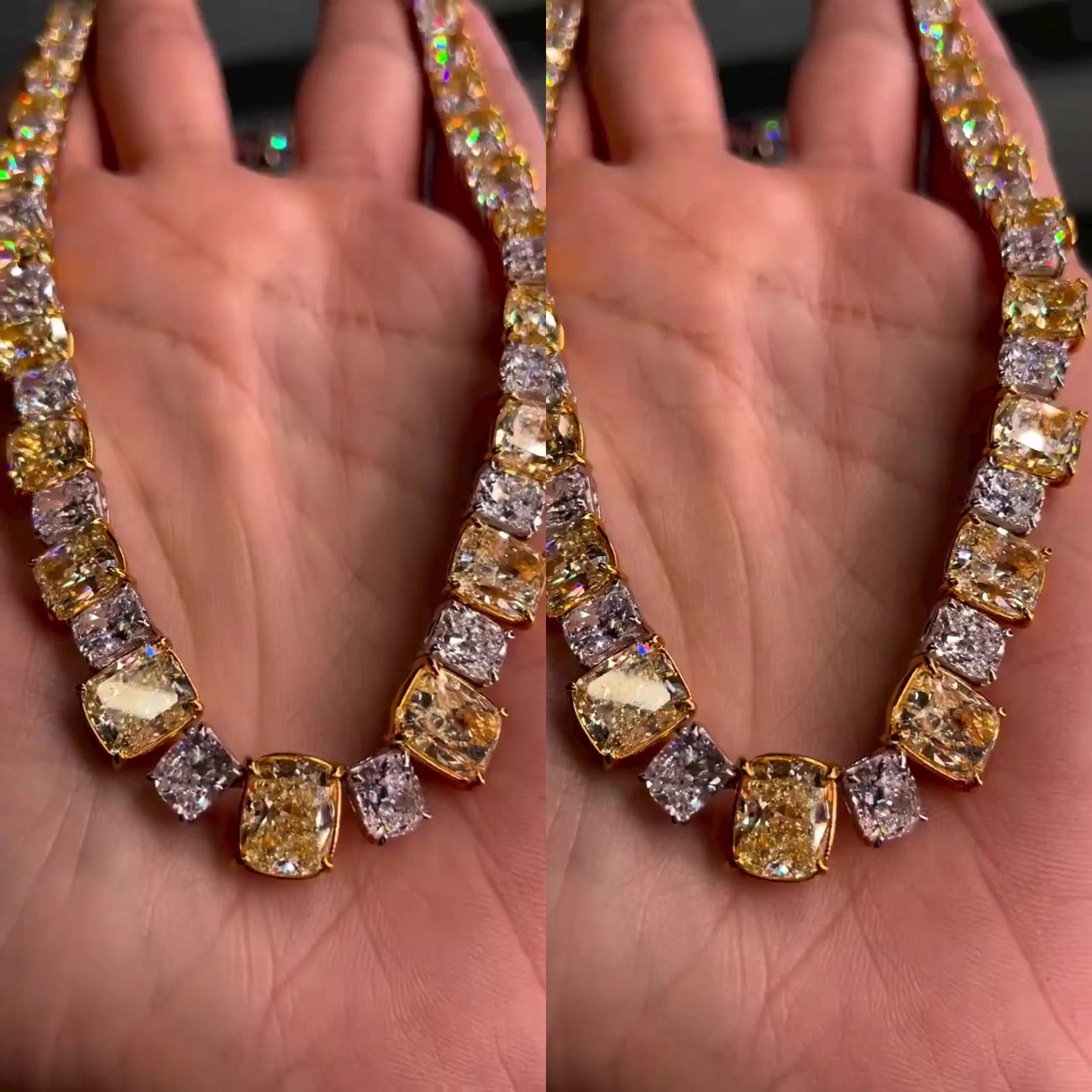 Cushion Cut Yellow Sapphire Necklace