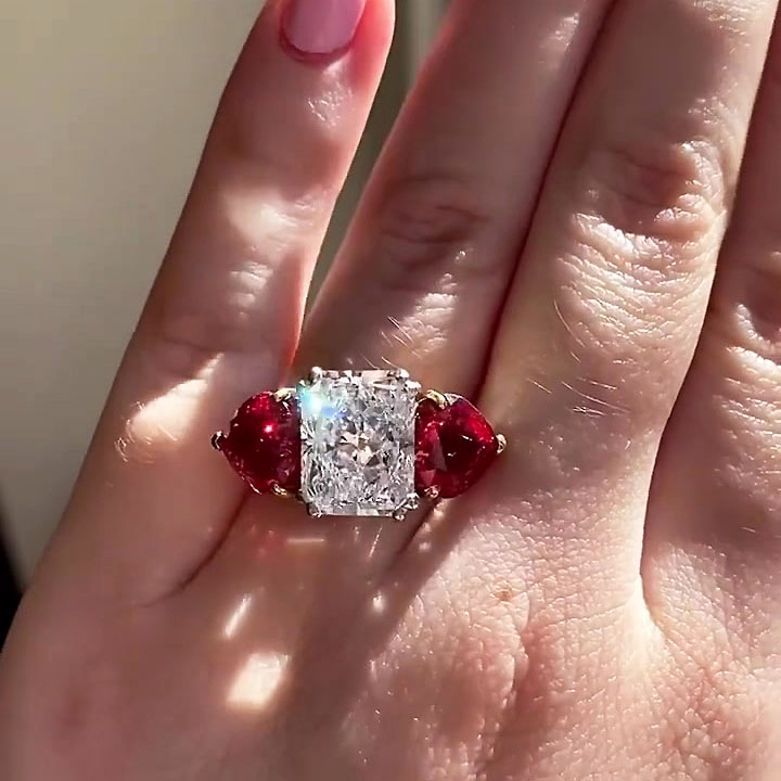 4ct Three-stone Radiant Cut Engagement Ring