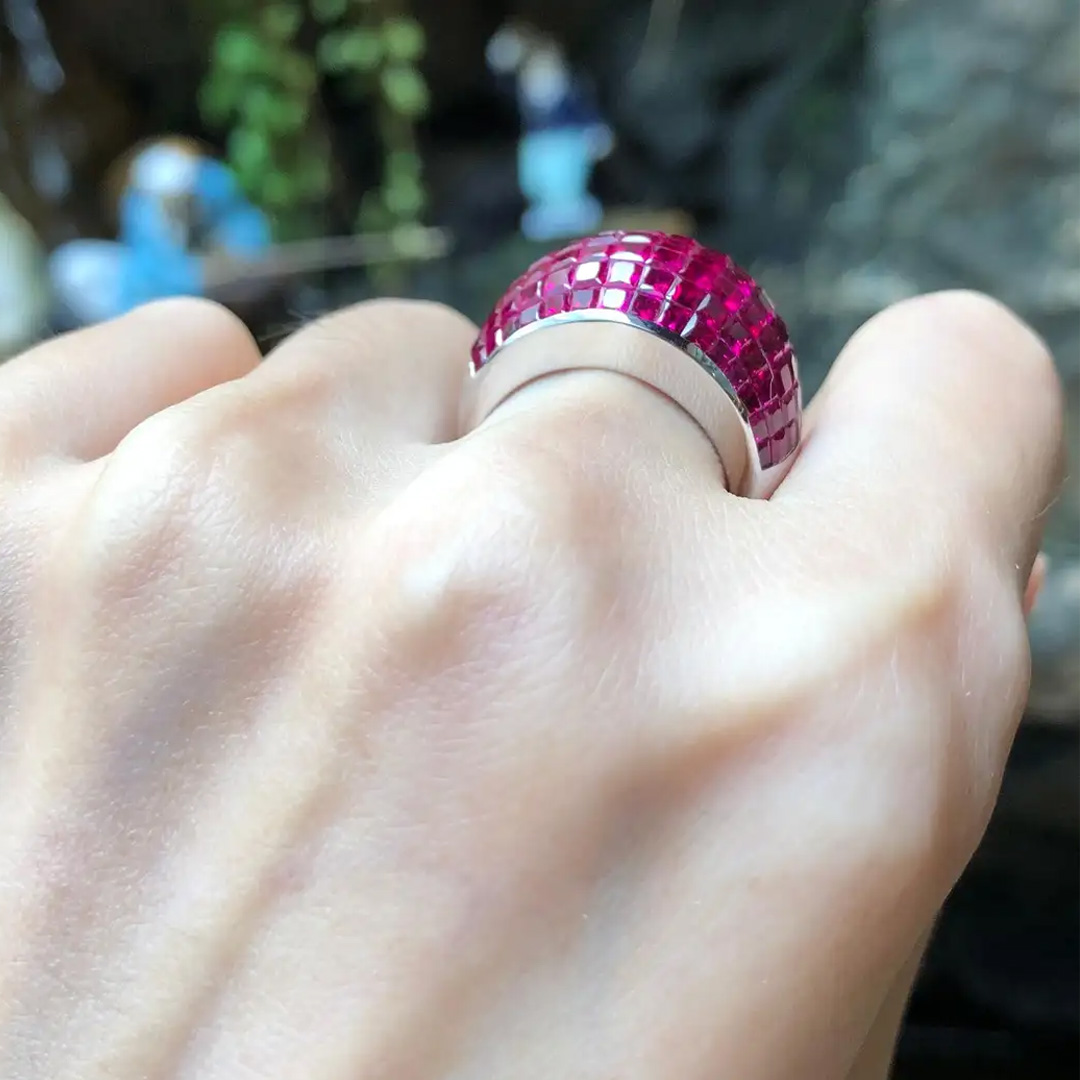 8.35ct Princess Cut Ruby Sapphire Cocktail Ring