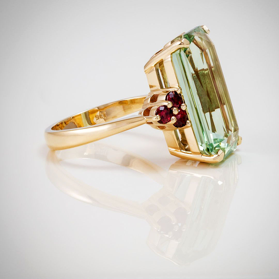 7ct Radiant Cut Green Sapphire Engagement Ring