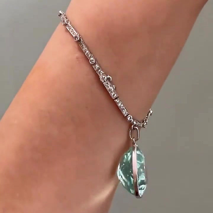 Pear Cut Aquamarine Sapphire Pendant Bracelet