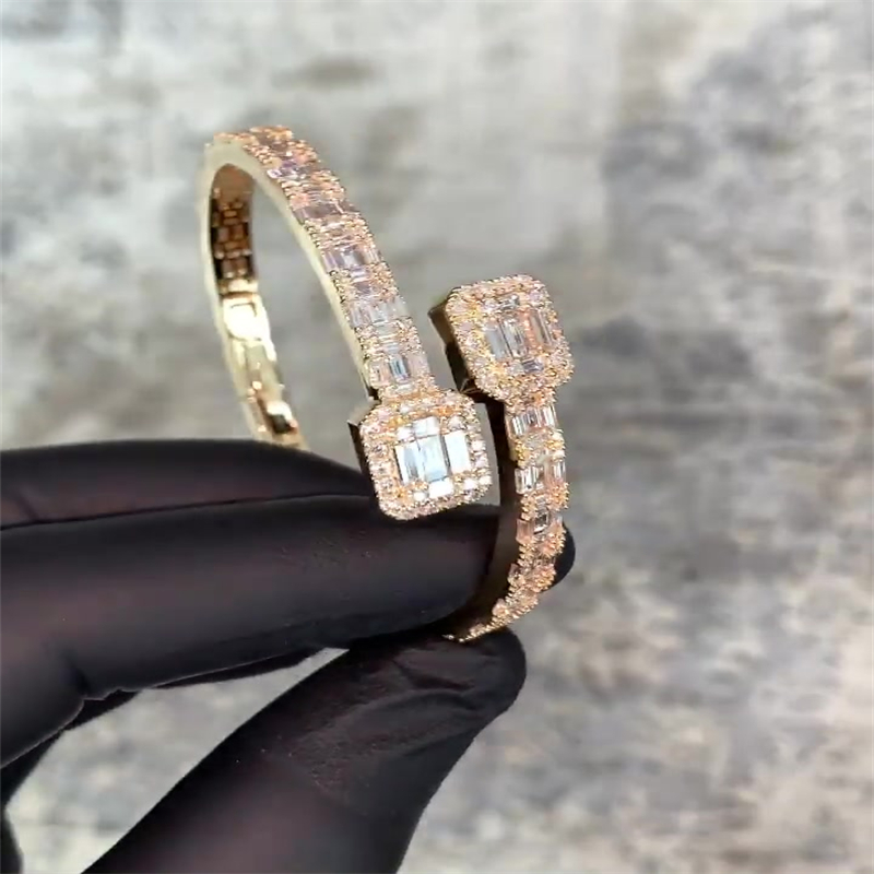 Trendy Design Opening Adjustable Emerald Cut Bracelet