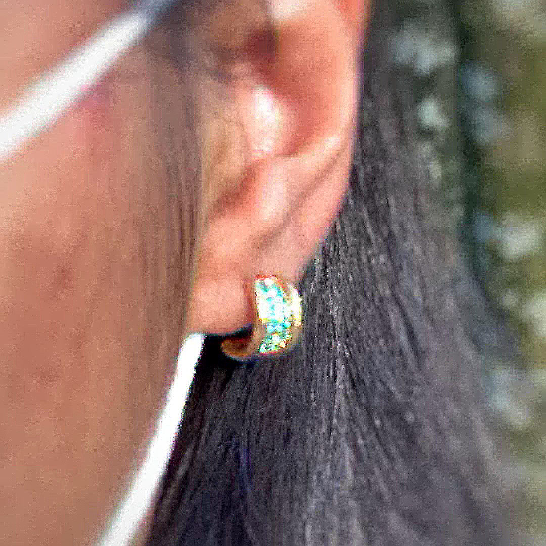 Round Cut Aquamarine Sapphire Stud Earrings