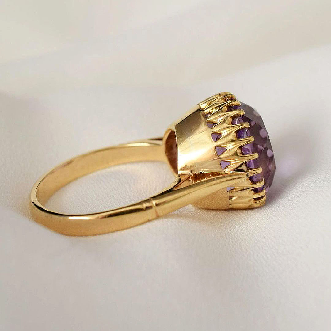 5ct Round Cut Amethyst Sapphire Engagement Ring