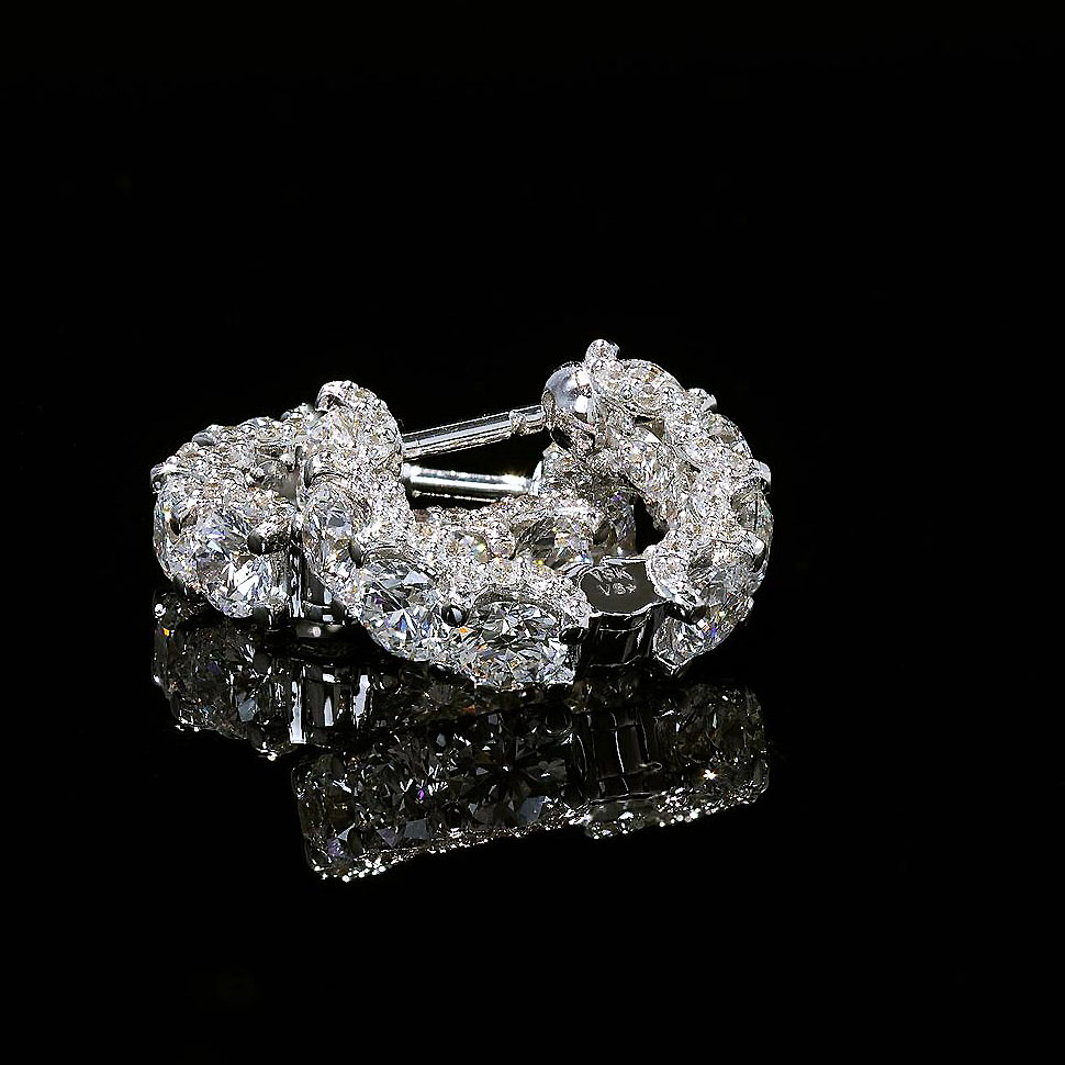 Round Cut White Sapphire Hoop Earrings