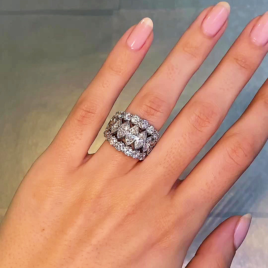 6.25ct Marquise Cut White Sapphire Eternity Ring