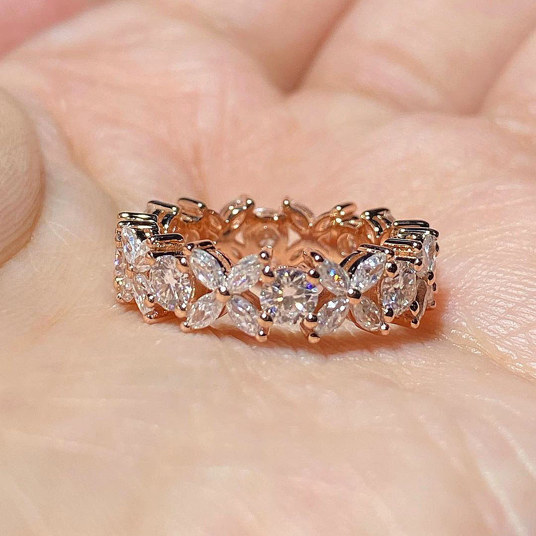 6ct Marquise Cut White Sapphire Eternity Ring