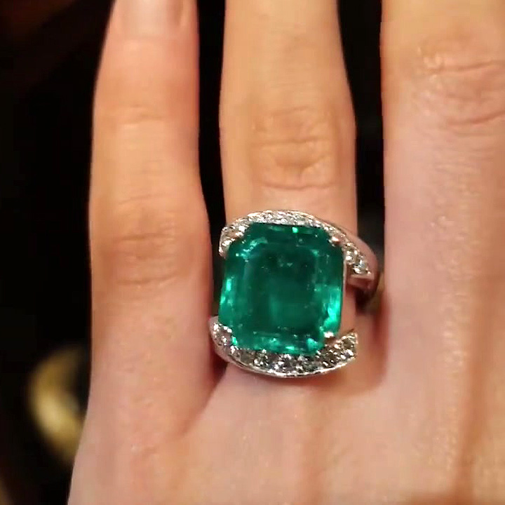7ct Radiant Cut Emerald Sapphire Engagement Ring