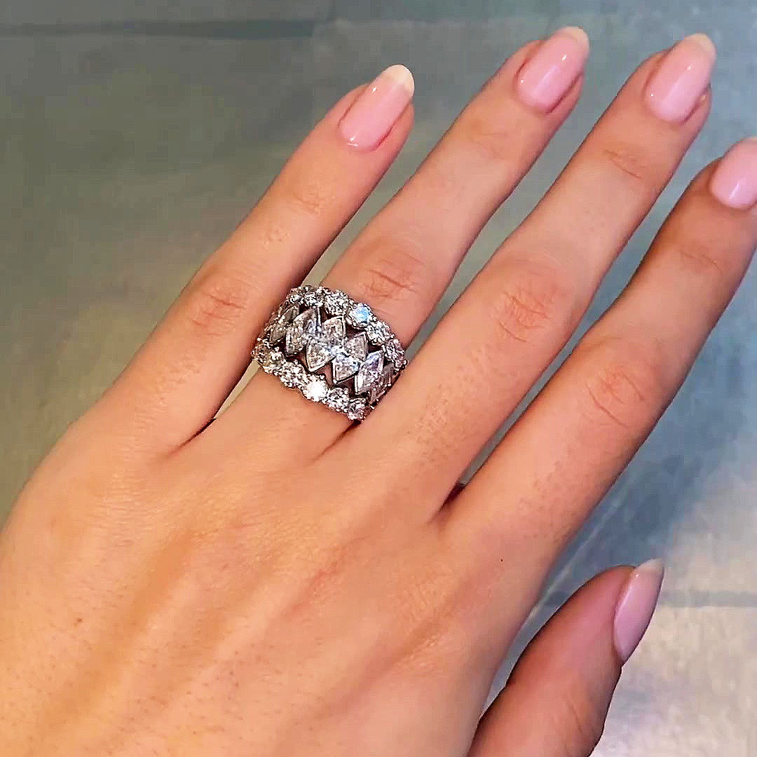 6.25ct Marquise Cut White Sapphire Eternity Ring