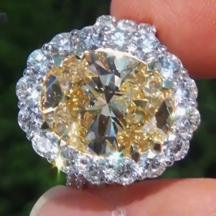 9ct Oval Cut Yellow Sapphire Engagement Ring