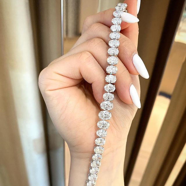 Oval Cut White Sapphire Tennis Chain Bracelet