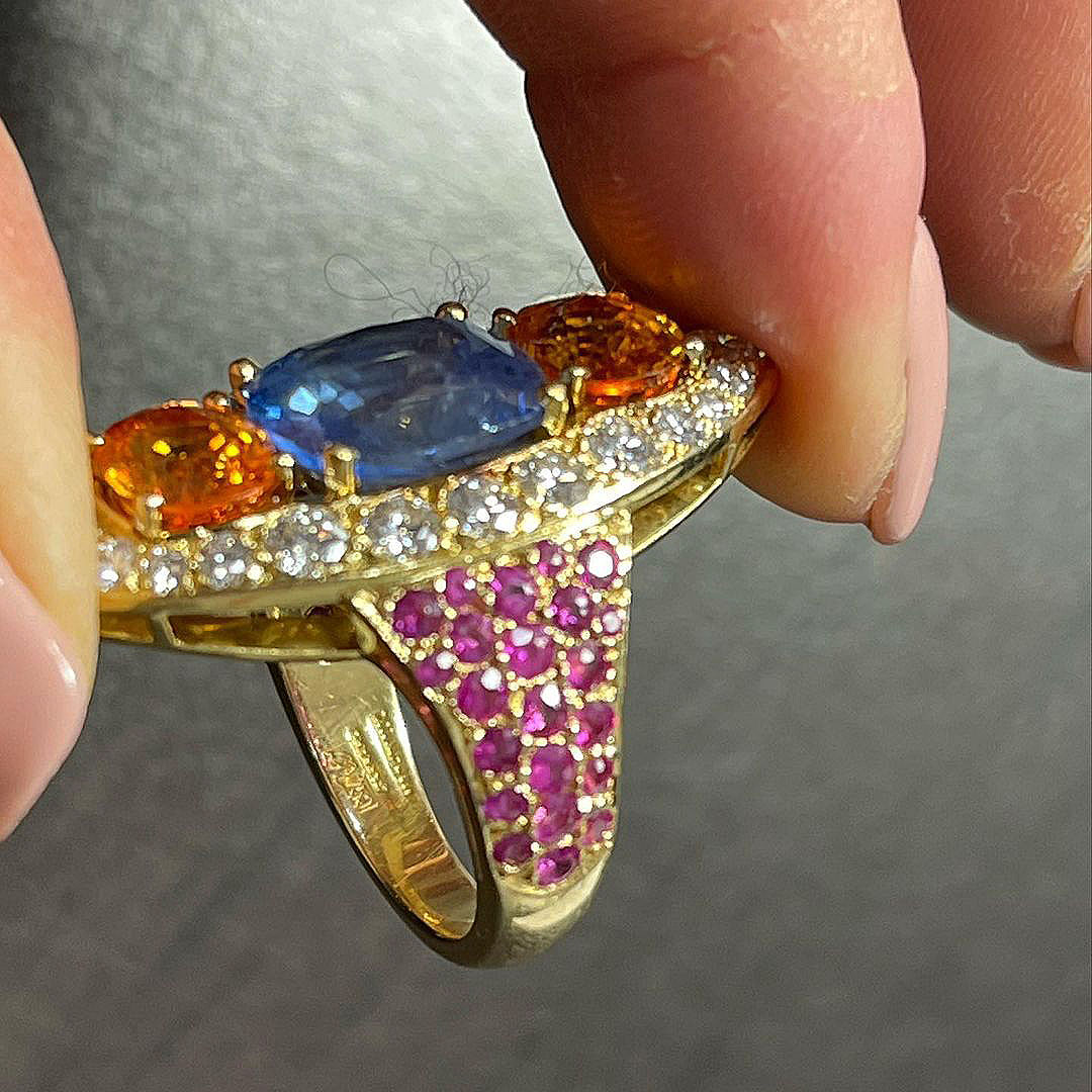 8.25ct Cushion Cut Blue Sapphire Eternity Ring