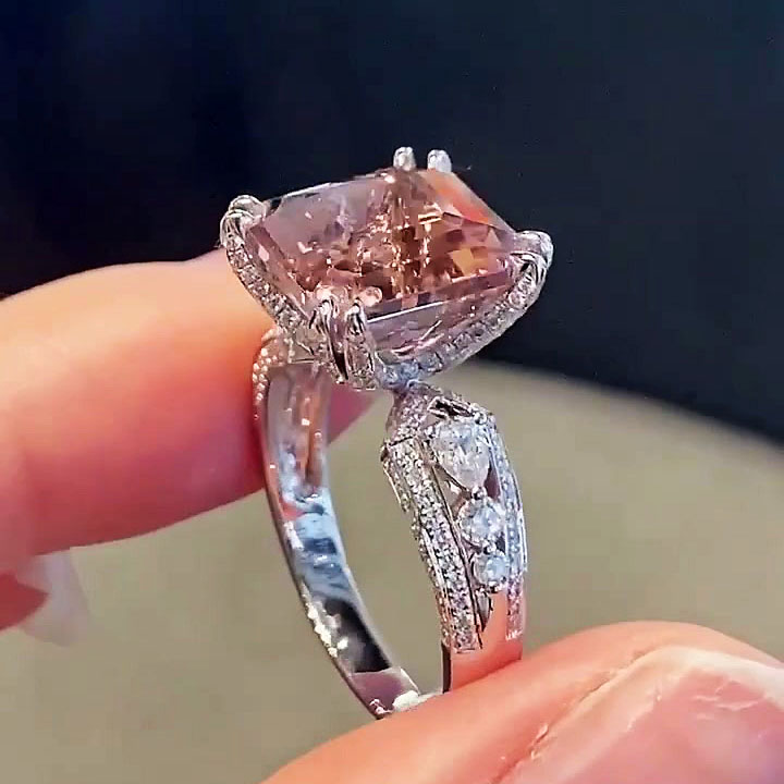 6ct Asscher Cut Pink Sapphire Engagement Ring