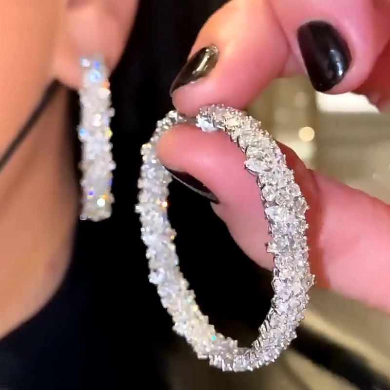 20ct Mixed Shape White Sapphire Hoop Earrings