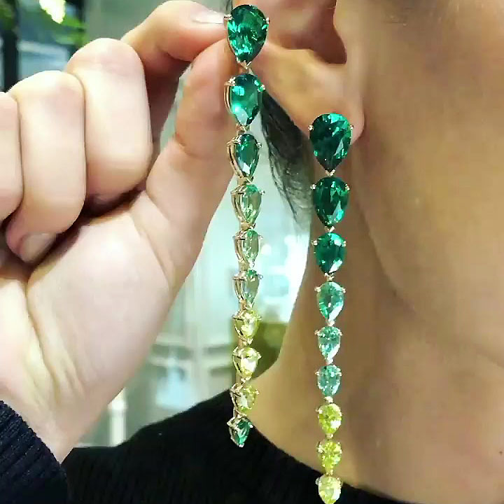 Pear Cut Gradient Sapphire Drop Earrings