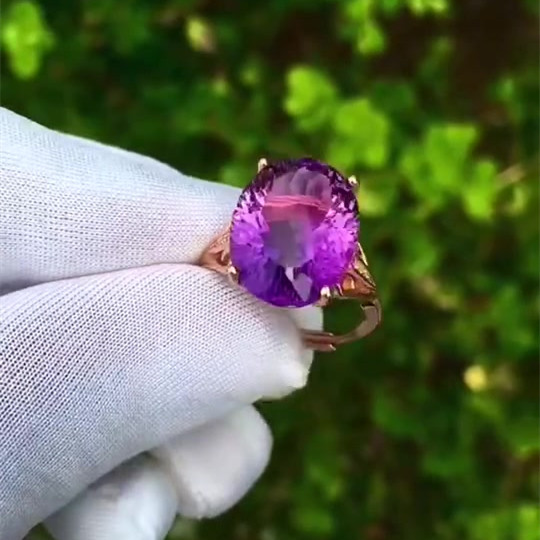 6ct Oval Cut Amethyst Sapphire Engagement Ring