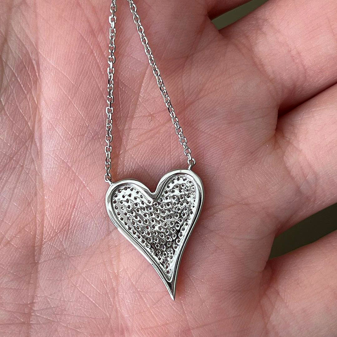 Love Heart Round Cut White Sapphire Pendant Necklace