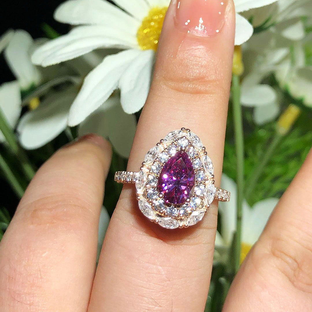 3ct Pear Cut Pink Sapphire Engagement Ring